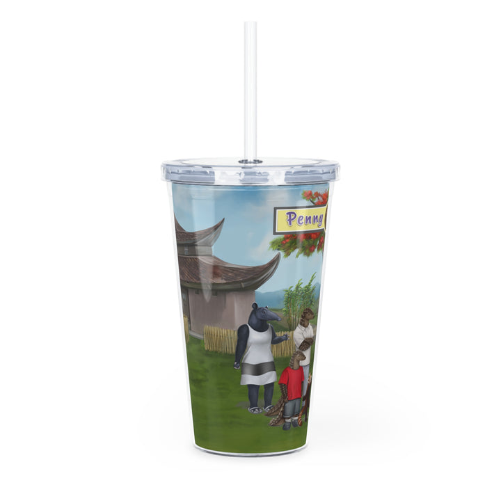 Penny Pangolin Plastic Tumbler with Straw