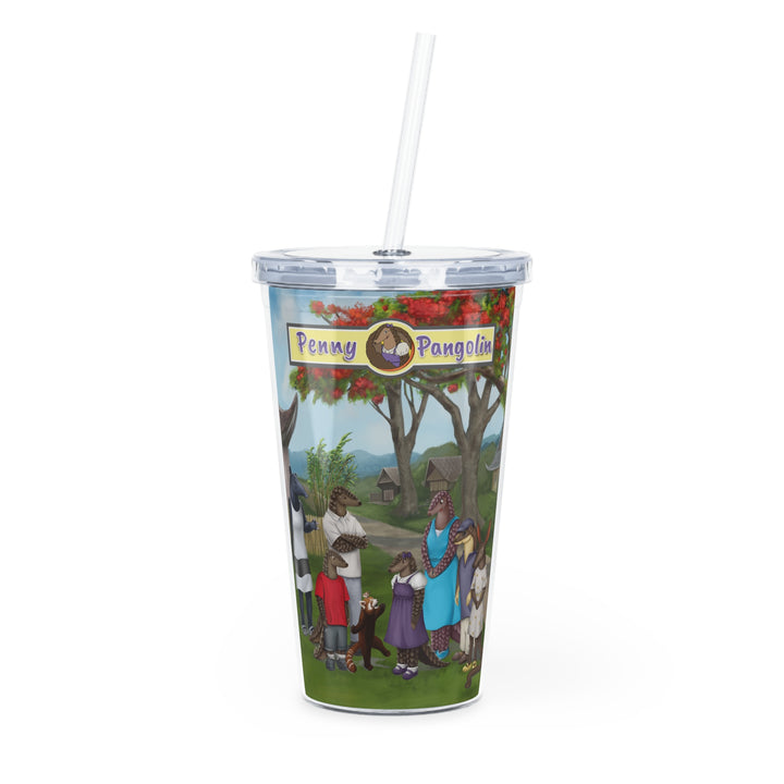 Penny Pangolin Plastic Tumbler with Straw