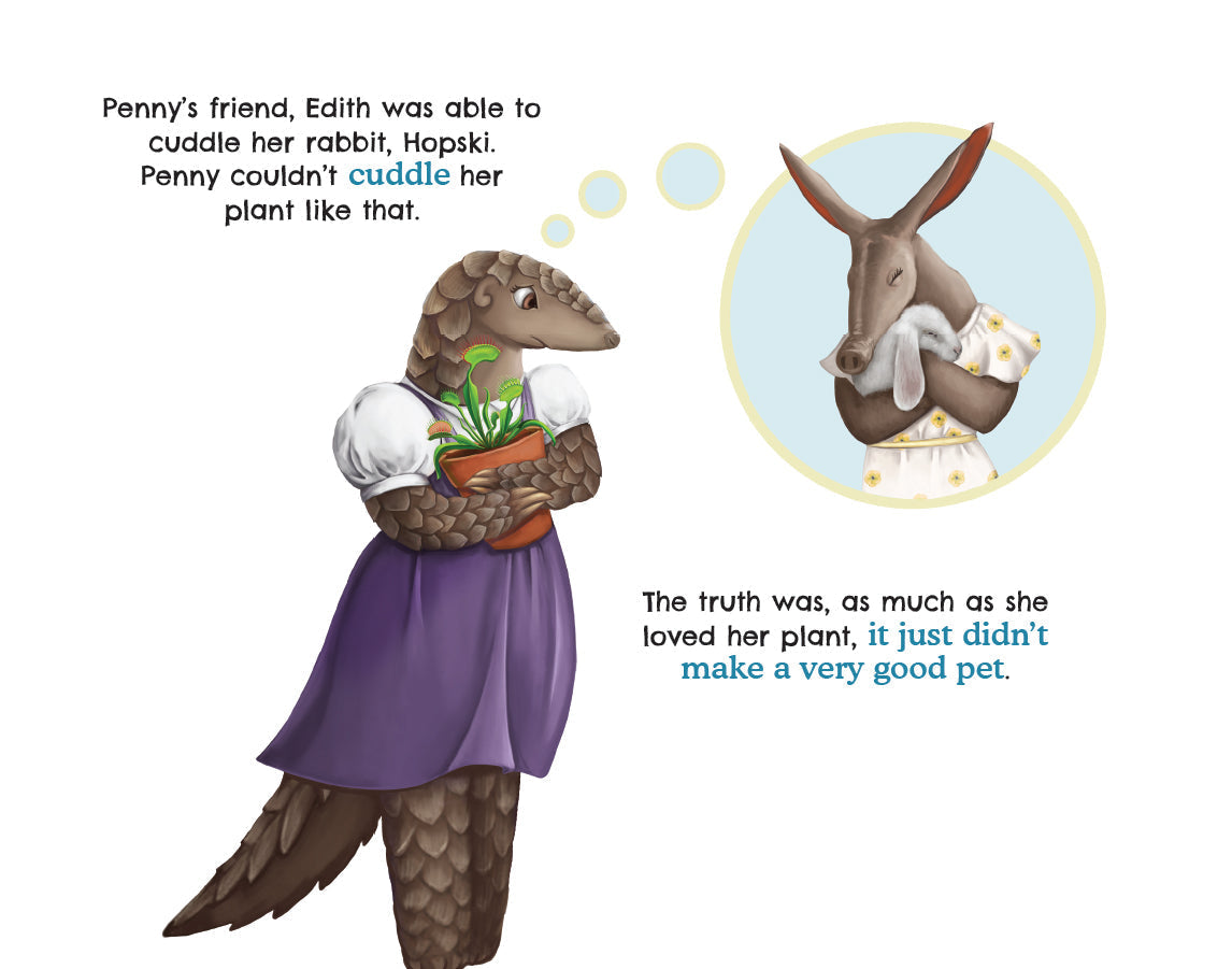 Penny Pangolin wishes she had a pet like her friend Edith's rabbit