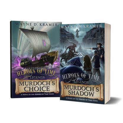 Paperback displays of Murdoch's Choice and Murdoch's Shadow by author Wayne D. Kramer